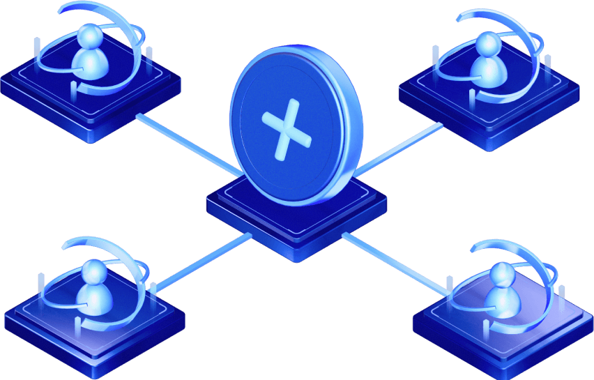 Multi-chain token network 3D illustration